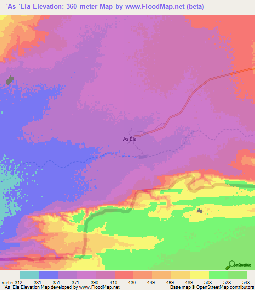 `As `Ela,Djibouti Elevation Map