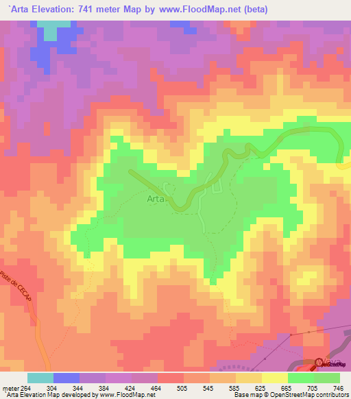 `Arta,Djibouti Elevation Map