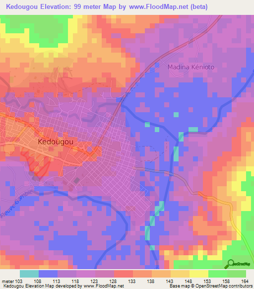Kedougou,Senegal Elevation Map