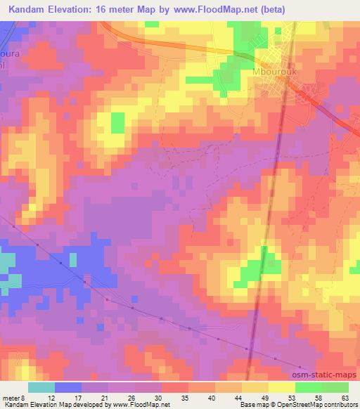 Kandam,Senegal Elevation Map