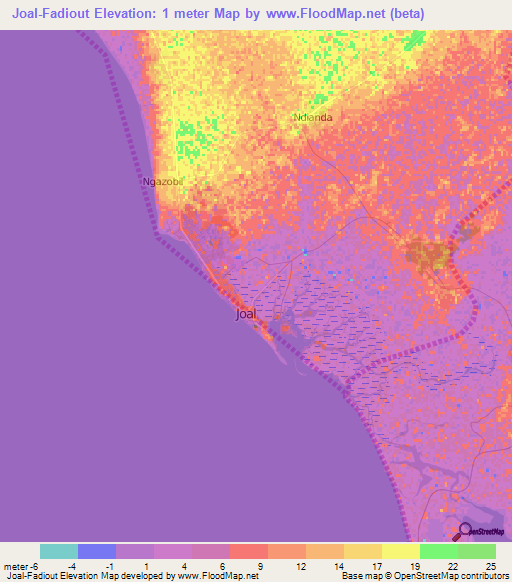 Joal-Fadiout,Senegal Elevation Map