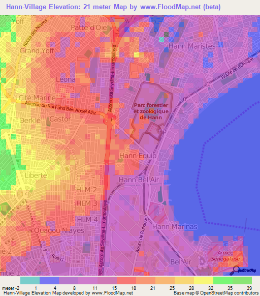 Hann-Village,Senegal Elevation Map