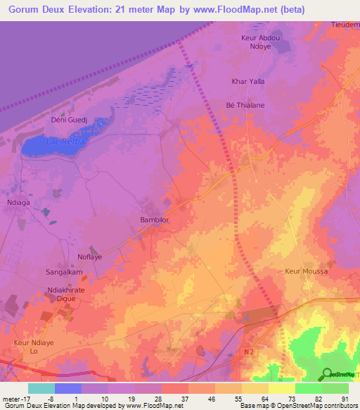 Gorum Deux,Senegal Elevation Map