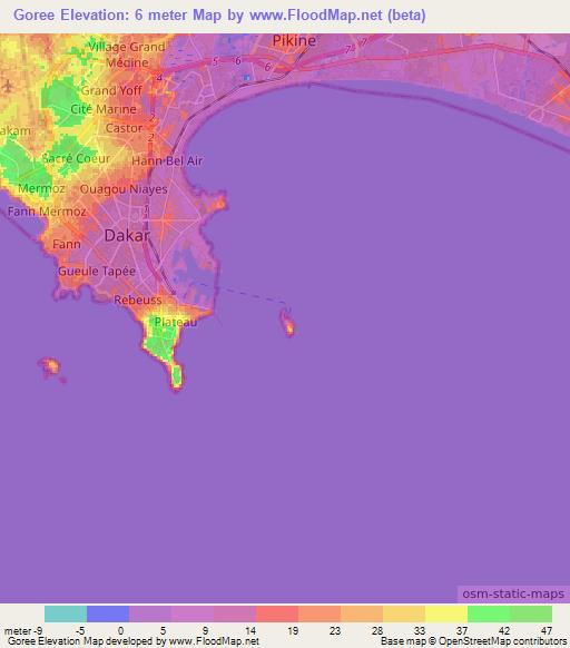 Goree,Senegal Elevation Map