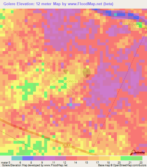 Golere,Senegal Elevation Map
