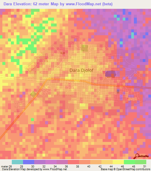 Dara,Senegal Elevation Map