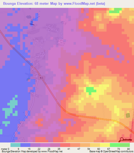 Bounga,Senegal Elevation Map
