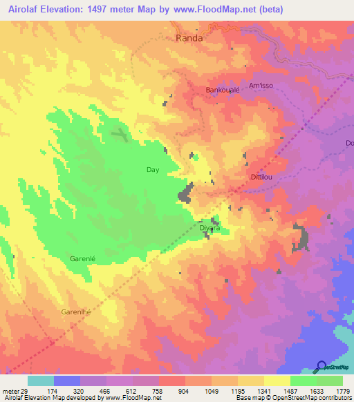 Airolaf,Djibouti Elevation Map