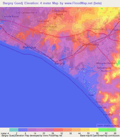 Bargny Guedj,Senegal Elevation Map