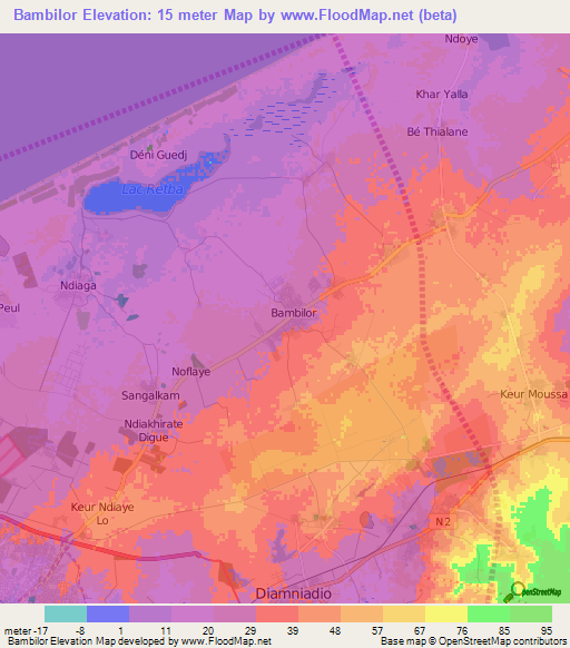 Bambilor,Senegal Elevation Map