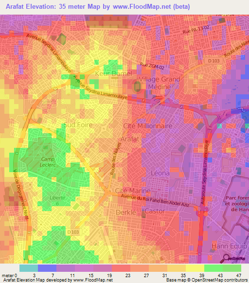 Arafat,Senegal Elevation Map