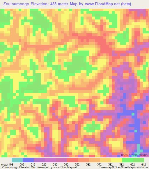 Zouloumongo,Congo (Brazzaville) Elevation Map