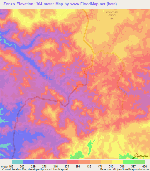 Zonzo,Congo (Brazzaville) Elevation Map