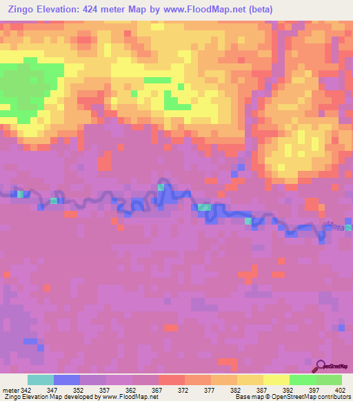 Zingo,Congo (Brazzaville) Elevation Map