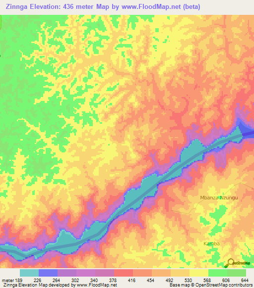 Zinnga,Congo (Brazzaville) Elevation Map