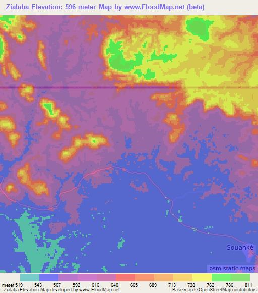Zialaba,Congo (Brazzaville) Elevation Map