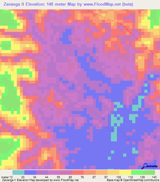 Zavanga II,Congo (Brazzaville) Elevation Map