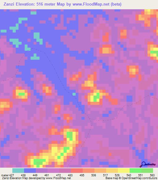 Zanzi,Congo (Brazzaville) Elevation Map