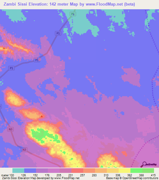 Zambi Sissi,Congo (Brazzaville) Elevation Map