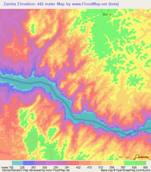 Zamba,Congo (Brazzaville) Elevation Map