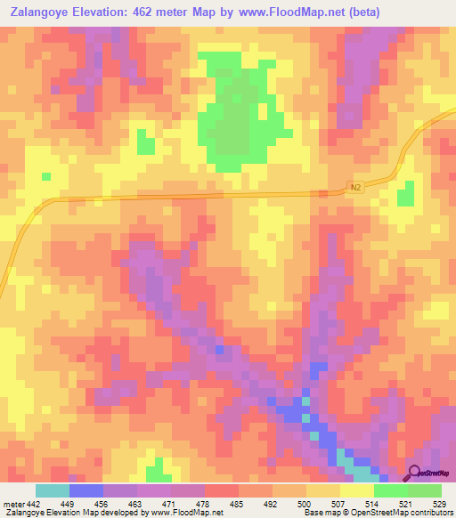 Zalangoye,Congo (Brazzaville) Elevation Map