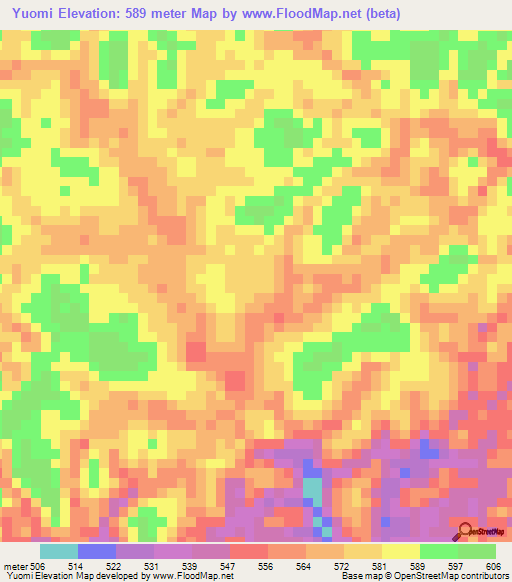 Yuomi,Congo (Brazzaville) Elevation Map