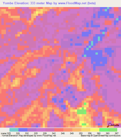 Yombe,Congo (Brazzaville) Elevation Map