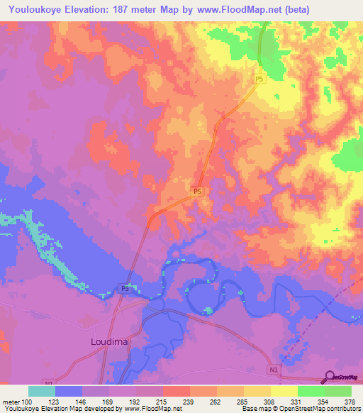 Youloukoye,Congo (Brazzaville) Elevation Map