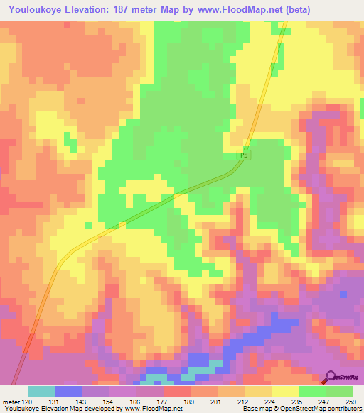 Youloukoye,Congo (Brazzaville) Elevation Map