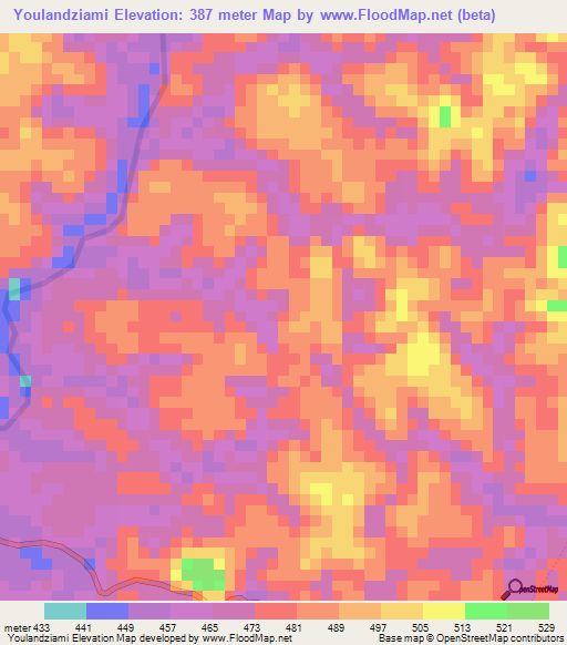 Youlandziami,Congo (Brazzaville) Elevation Map