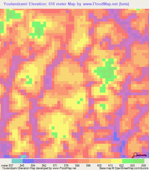 Youlandzami,Congo (Brazzaville) Elevation Map