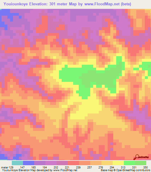 Youiounkoye,Congo (Brazzaville) Elevation Map