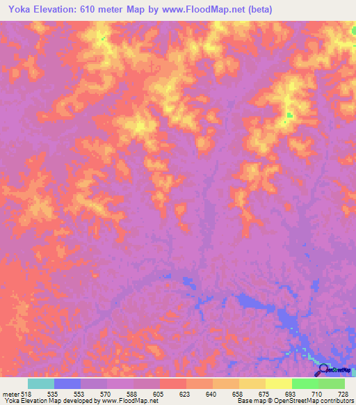 Yoka,Congo (Brazzaville) Elevation Map