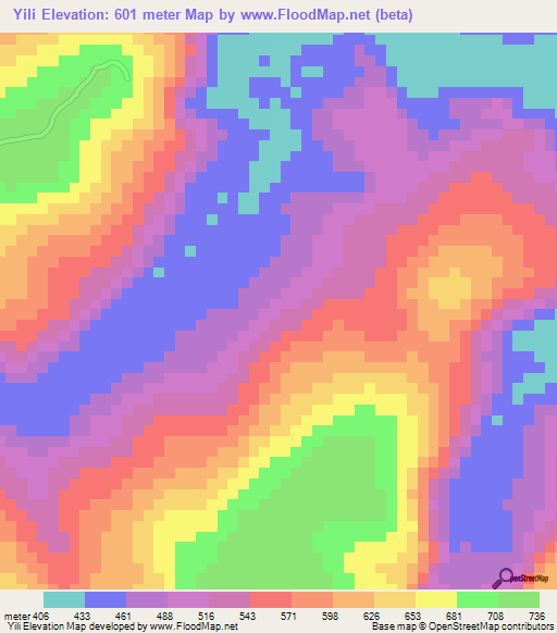 Yili,Congo (Brazzaville) Elevation Map