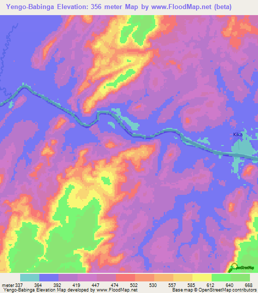 Yengo-Babinga,Congo (Brazzaville) Elevation Map