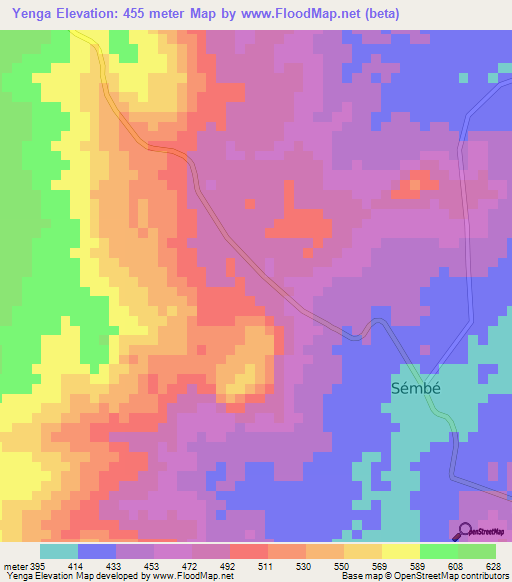 Yenga,Congo (Brazzaville) Elevation Map