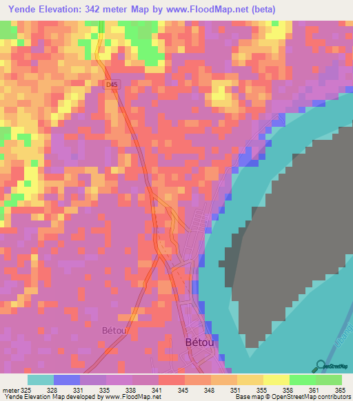 Yende,Congo (Brazzaville) Elevation Map