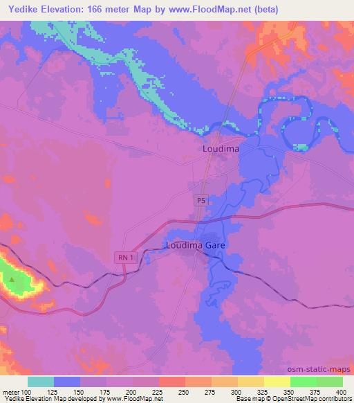 Yedike,Congo (Brazzaville) Elevation Map