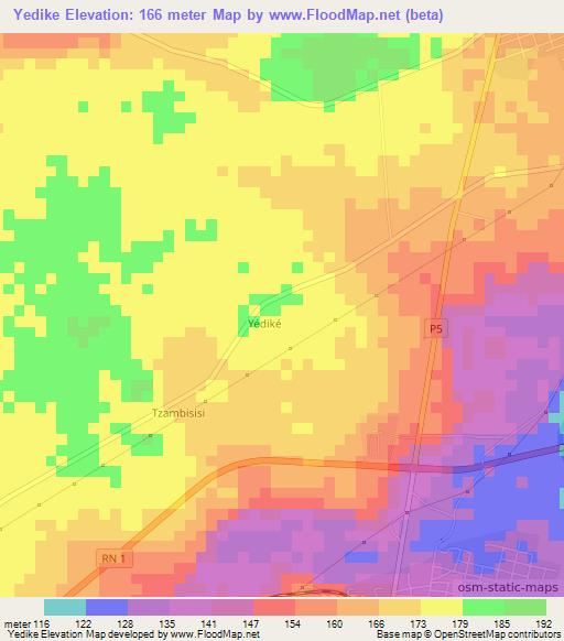 Yedike,Congo (Brazzaville) Elevation Map