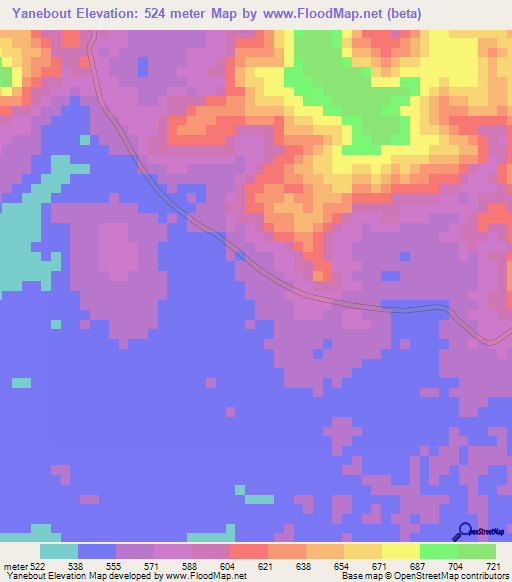 Yanebout,Congo (Brazzaville) Elevation Map