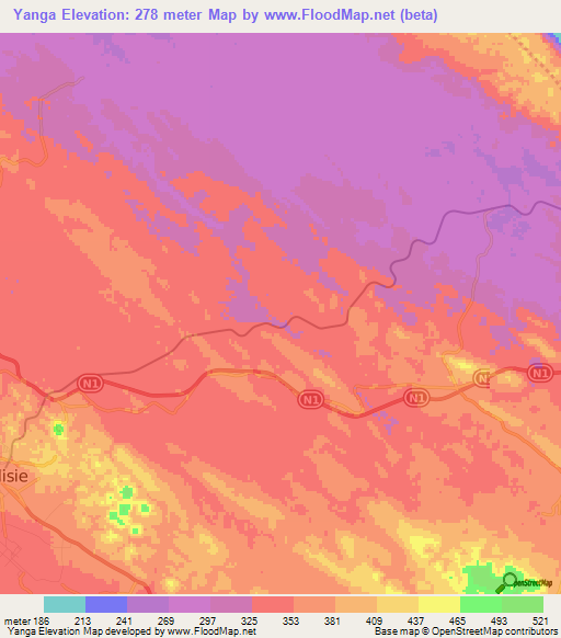 Yanga,Congo (Brazzaville) Elevation Map