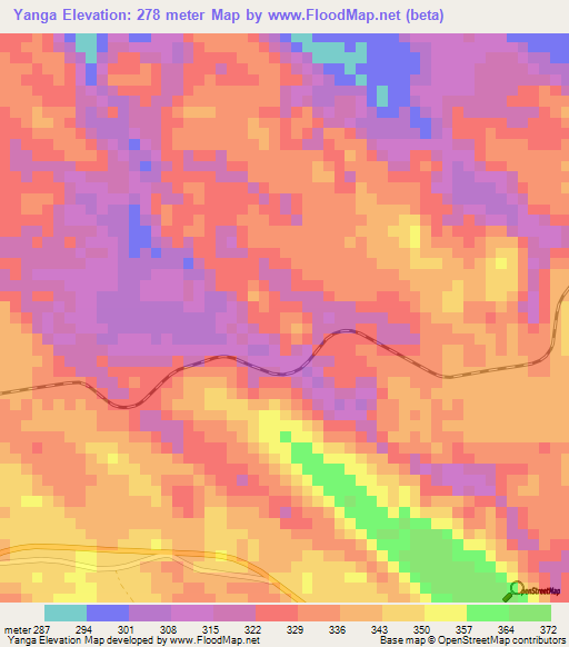 Yanga,Congo (Brazzaville) Elevation Map