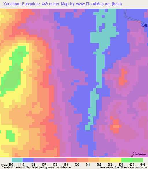 Yanebout,Congo (Brazzaville) Elevation Map