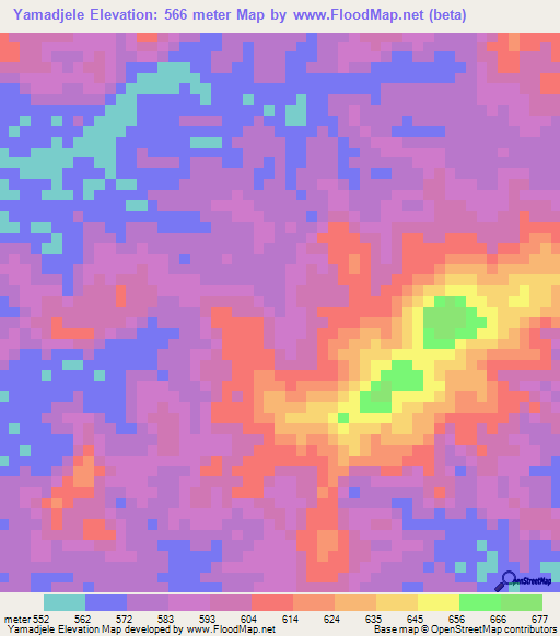 Yamadjele,Congo (Brazzaville) Elevation Map