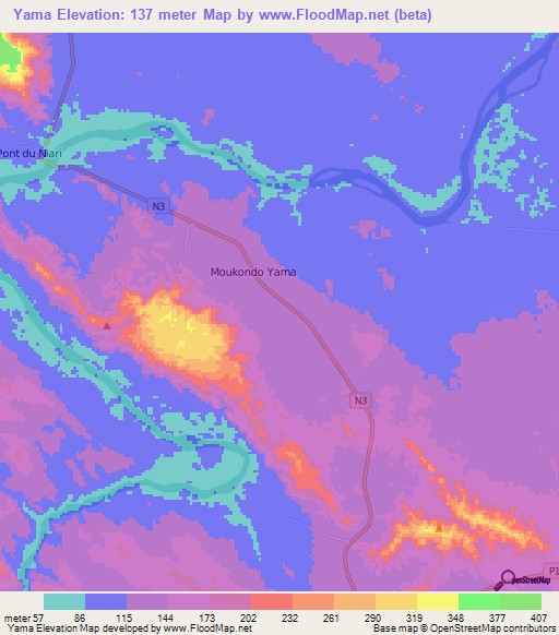 Yama,Congo (Brazzaville) Elevation Map