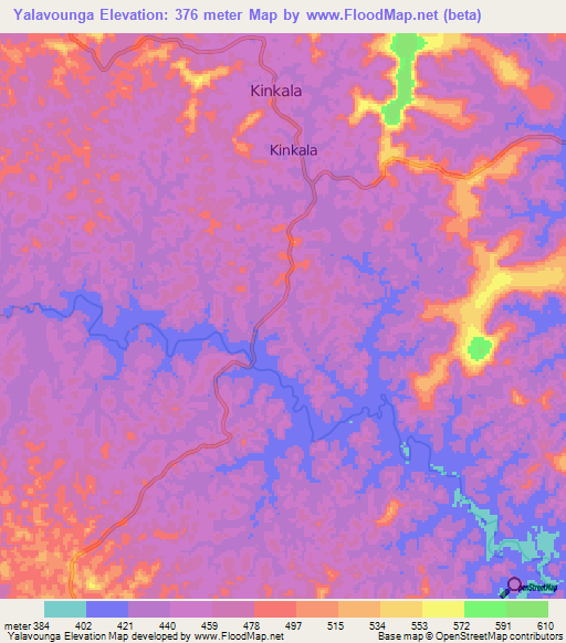Yalavounga,Congo (Brazzaville) Elevation Map