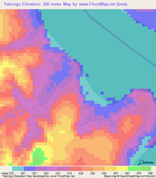 Yabongo,Congo (Brazzaville) Elevation Map