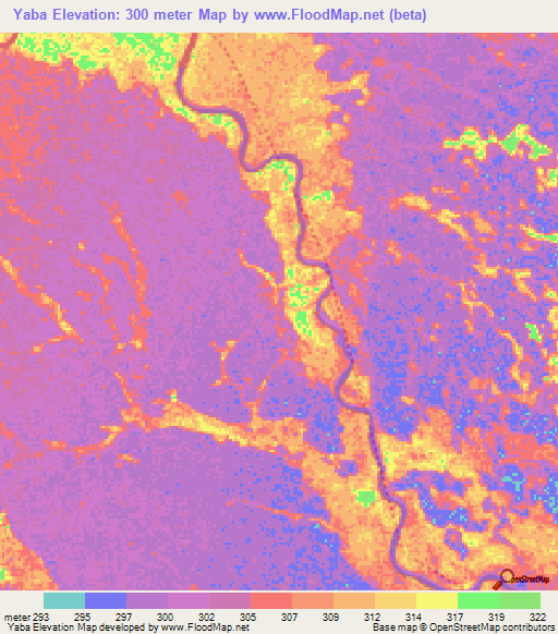 Yaba,Congo (Brazzaville) Elevation Map