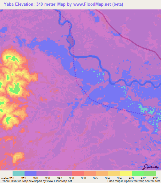 Yaba,Congo (Brazzaville) Elevation Map