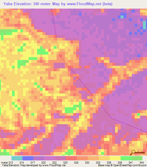 Yaba,Congo (Brazzaville) Elevation Map